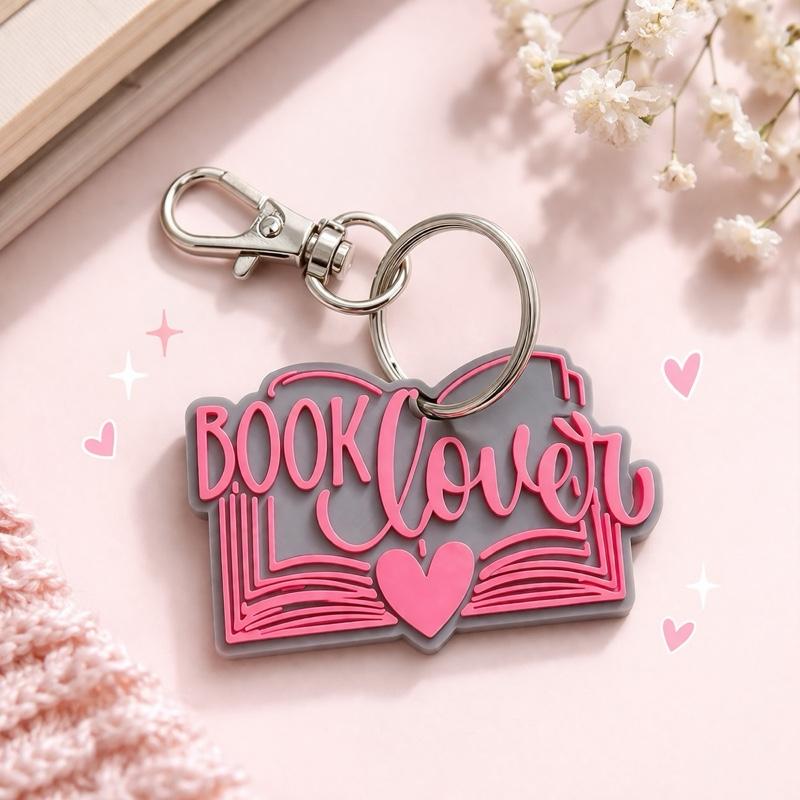 Cute Book Lover Keychain Pink Aesthetic Booktok Gift for Readers Bookish Merch Romance Lover