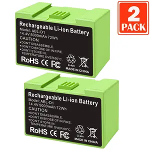 2Pack 5000mAh For iRobot Roomba e e5 e6 e5150 e5152 e6198 and i i3 3150 i3+ 3550 i4 4150 i4+ 4552 i6 I7 i7158 i7+ 7150 7550 i8 Plus Replacement Lithium Ion Battery ABL-D1 4624864 14.4V 5000MAH/72WH