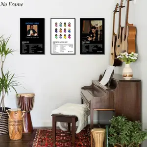 3pcs Classic Album Covers, Clear Track List, & with Colorful Dolls, Retro Oil Painting Elements, Music Room Decor