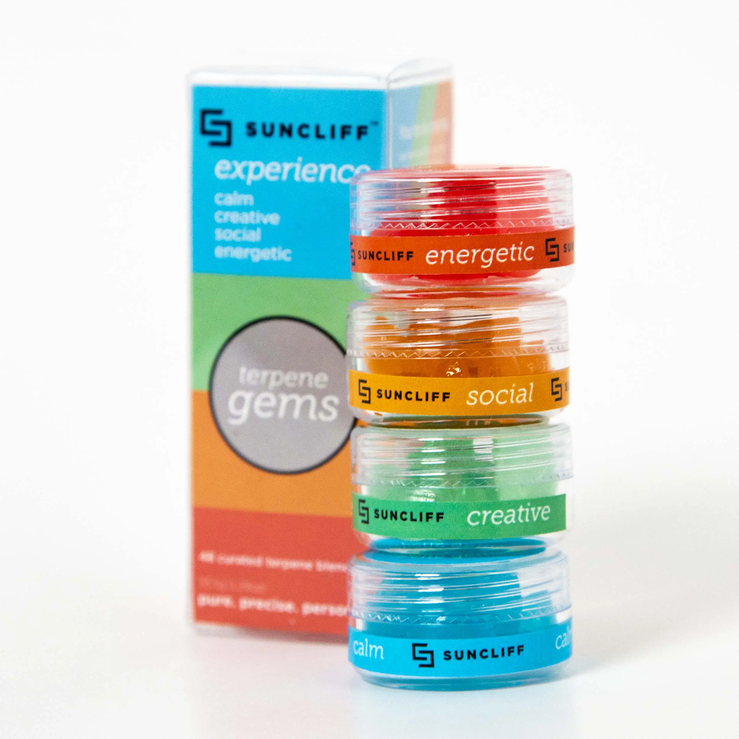Suncliff Terpene Gems 48-Count | Experience Pack | Calm | Creative | Social | Energetic Natural Mood Gems