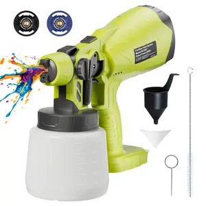 Outdoorfun Cordless Paint Sprayer 30000RPM High Speed for Ryobi 20V MAX Battery, HVLP Spray Paint Gun with 4 Copper Nozzles and 3 Patterns for Furniture Home House Volt replacement Tools Rechargeable