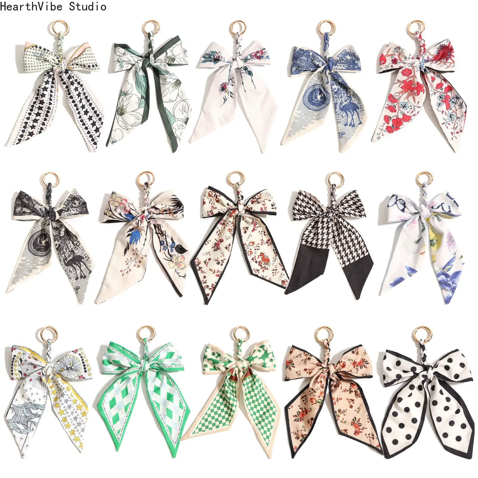 Women's New Creative Hand-Woven Silk Scarf Bowknot Keychain Charm - Key Chain Accessories, Sports Bag Purse Key Holder, Bag Charms, Key Holder For Purse