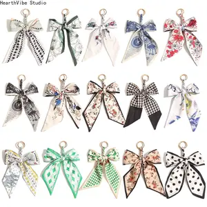 New Creative Hand-Woven Silk Scarf Bowknot Keychain Charm - Versatile Bag Chains and Charms, Decorative Accessory for Women's Sports Bags