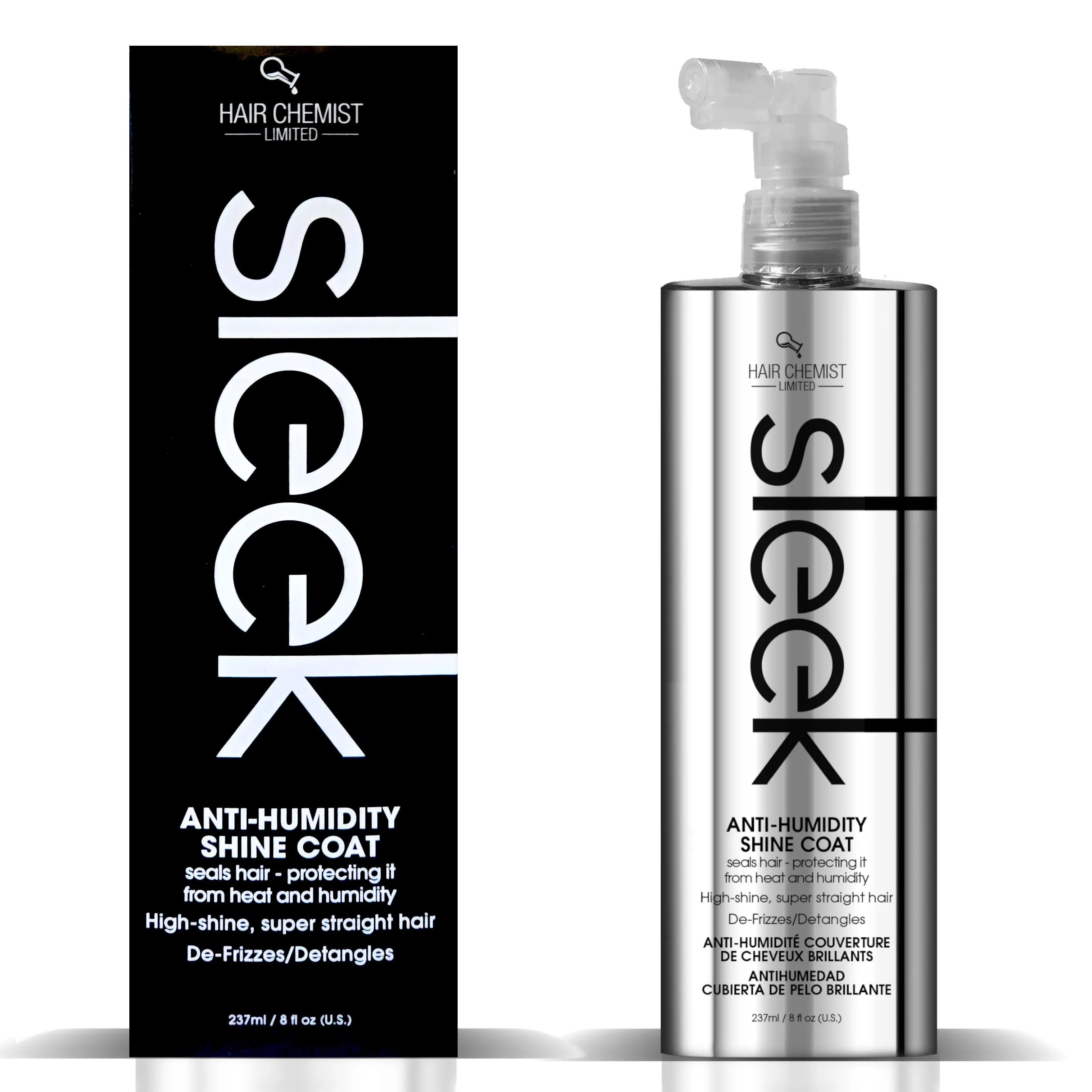Hair Chemist SLEEK Anti Humidity Shine Coat 8 oz. - High Shine, Frizz Control, Heat Protection, Super Straight Hair, Haircare