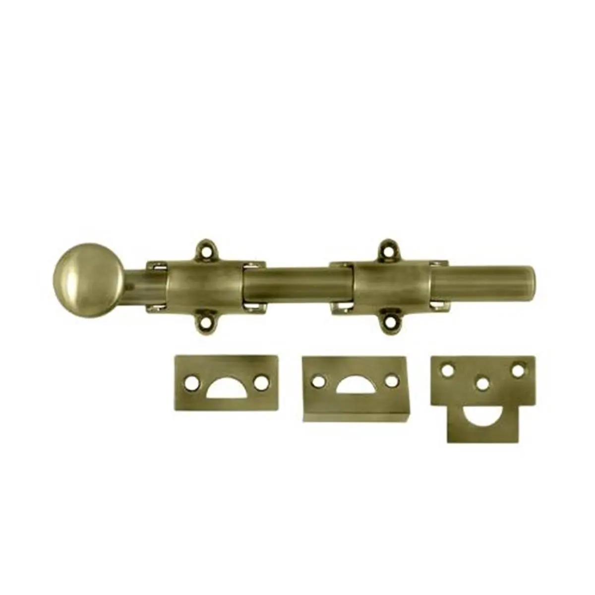 212 MAIN 8 in. Solid Brass Door Security Lock - Heavy-Duty Surface Bolt Lock with Angle Adjustable Strikes Set, Antique Brass, Weatherproof (for Sailing Water Sports)