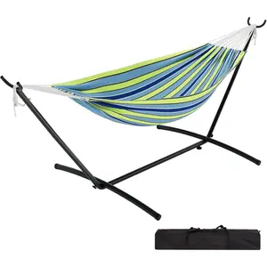 Double Hammock and Stand Combo,Portable 2-Person Hammock with 450 Lbs Capacity with Carry Bag for Outdoor Patio Garden Yard