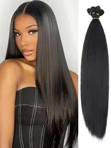 Synthetic Fiber Hair Extensions, Straight Bundle Design, Available Sizes 55.88cm-66.04cm, Natural Look & Easy Application