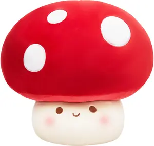 9-Inch Mushroom Pillow Plush- Cute Mushroom Stuffed Animal Plush Toy Decorative Throw Pillows for Home Car Halloween Birthday Gift for Kids Adults