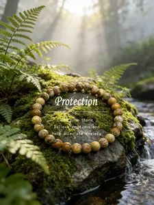 Natural Picture Jasper Bracelet, Healing Anxiety, Protects Energy Field, 6mm Beads, Yoga Meditation Power Stone for Women