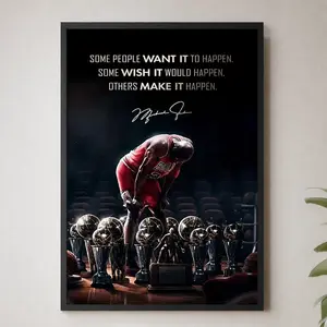 Michael Jordan GOAT Poster |   Basketball Legend Wall Art Canvas for Game Room, Office & Gym