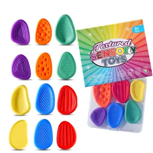 6-Piece Sensory Fidget Stones Set for Kids, Silicone Soft Textured Stress Relief Toys for Autism, Classroom Rewards & Party Gifts, Sensory Grippie Set