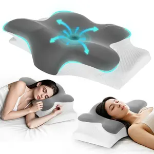 Cooling Cervical Pillow for Neck Pain Relief, Ergonomic Orthopedic Memory Foam Pillow for Side Back & Stomach Sleepers, Deep Sleep Neck Support Pillow
