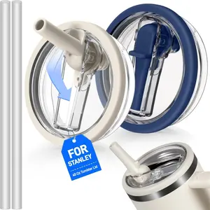 2-Pack 40oz Leak-Proof Flip-Top Straw Lids for Stanley Quencher, BPA-Free Spill-Proof Replacement Tumbler Tops