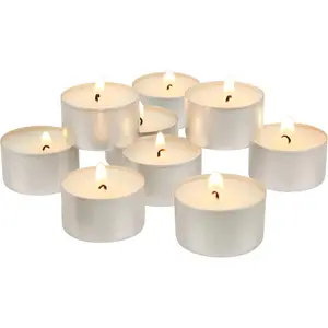 Unscented Long Burning White Tealight Candles, Bulk Pack, 6-7 Hour Burn Time, Smokeless Tealights for Parties, Weddings, Home, 50 Count