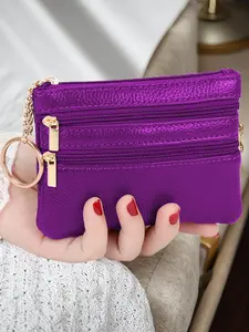 Women's Solid Color Short Wallet, Fashionable Multi Zipper Design Multi-functional Wallet, Casual Card Holder, Casual Trendy Versatile High-quality Credit Card Clutch for Daily Use