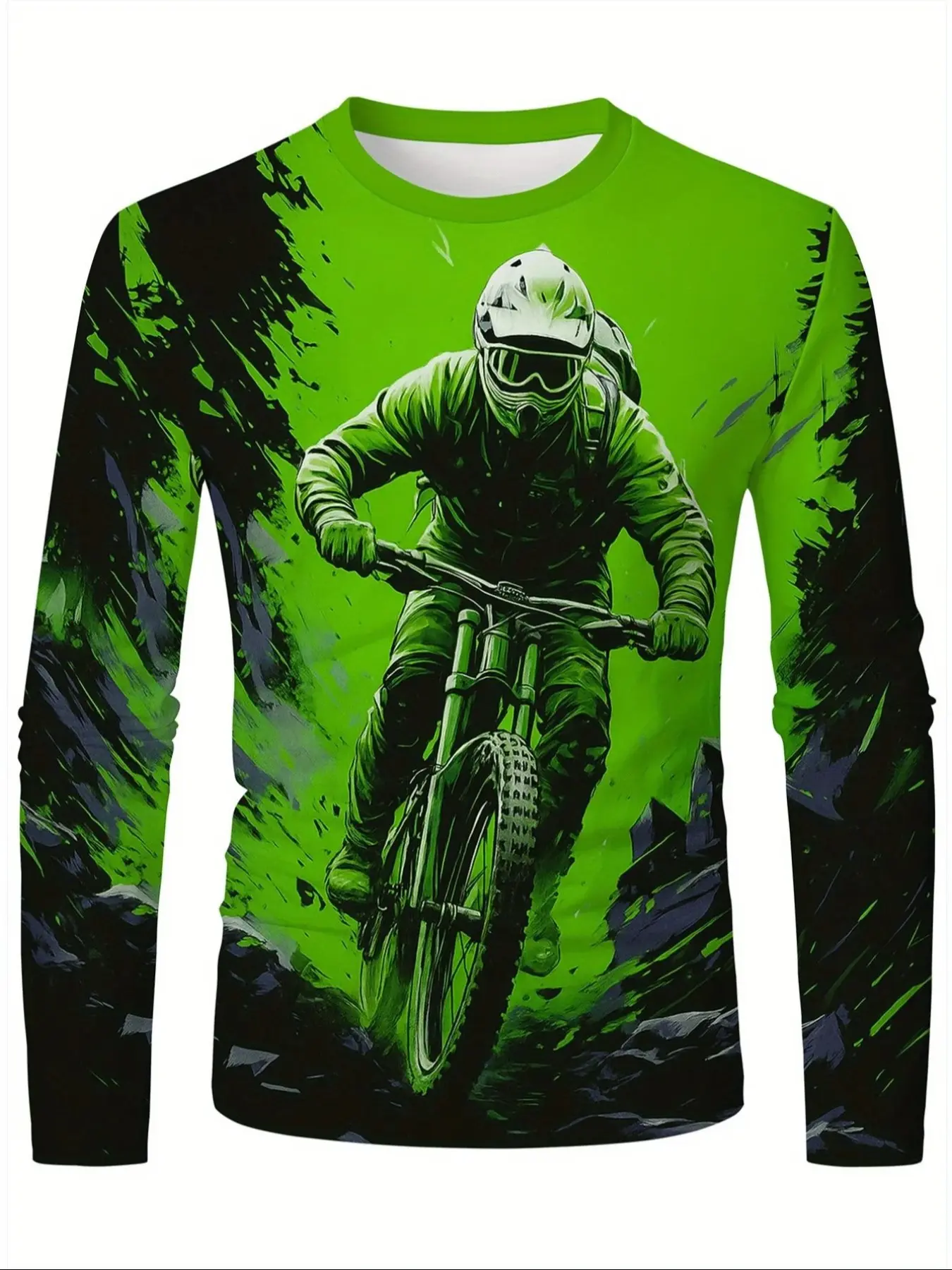 Men's Long Sleeve Cycling Jersey Print, Offroad Cycling Jerseys, Racing Design, Fitted, Cycling Sports Wear, Suitable for Motorcycle Mountain Bike Outdoor Sports
