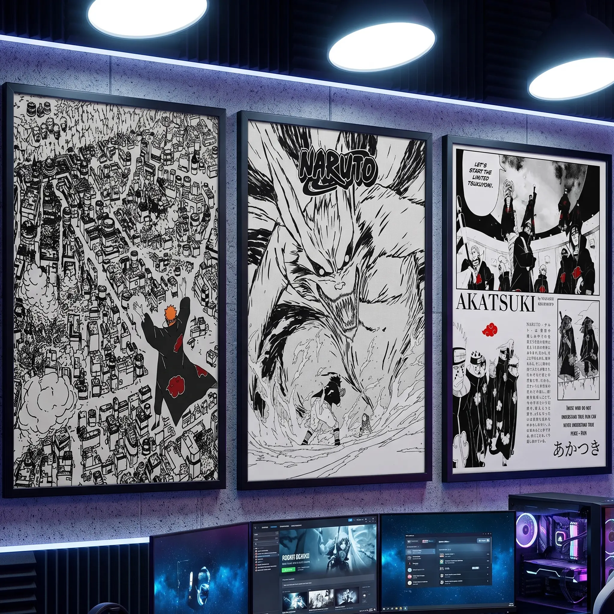 Naruto Pain 'Shinra Tensei' Canvas Wall Art - Iconic Akatsuki Leader Konoha-Destroying Manga Scene Print, Funky Home Decor, Bedroom Wall Decor