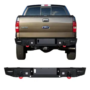 TIOYAR Steel Rear Bumper Black Texture for 2006-2014 Ford F150 with LED Lights 2 x D-Rings Off-Road Performance