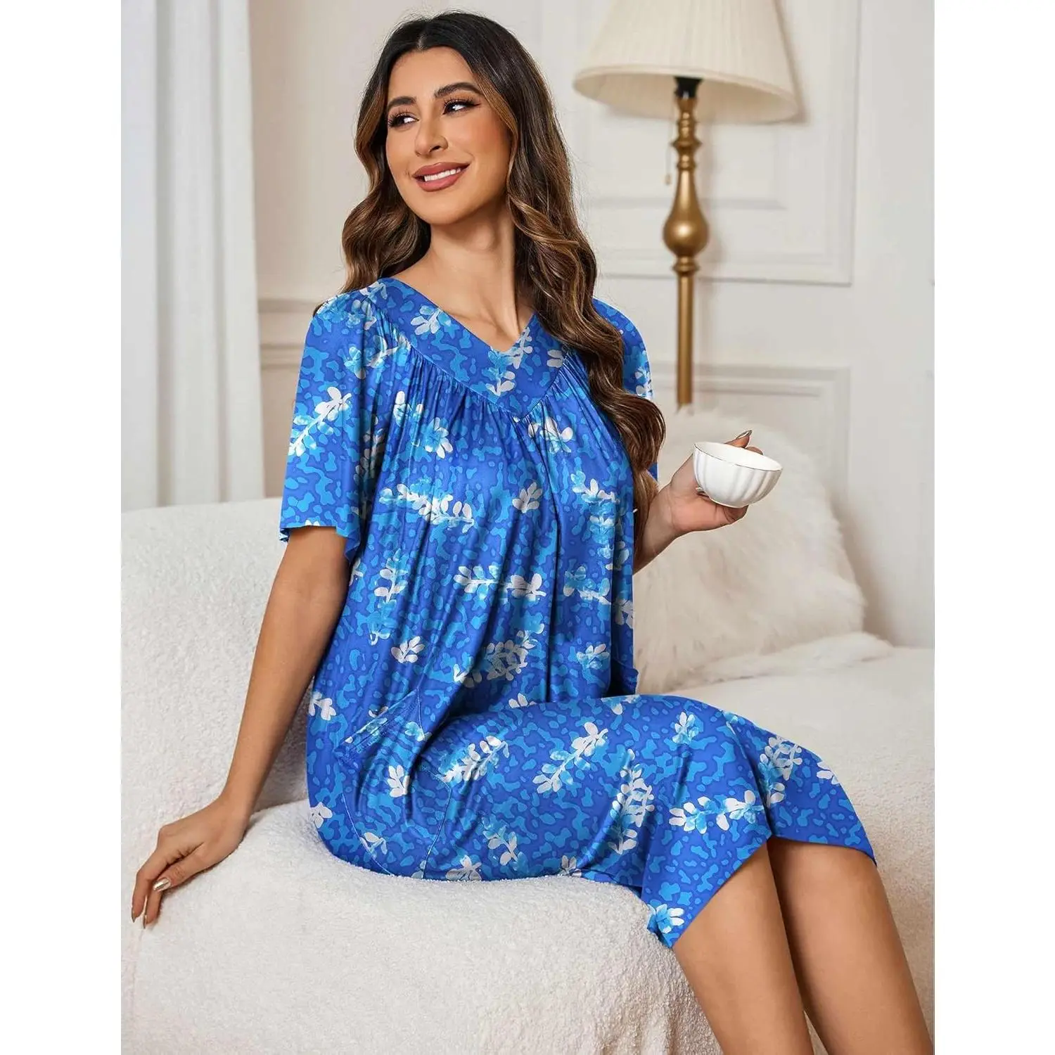 Womens House Dress Floral Print Nightgown with Pockets Mumu Dress - TikTok Shop Womens House Dress Floral Print Nightgown with Pockets Mumu Dress - TikTok Shop