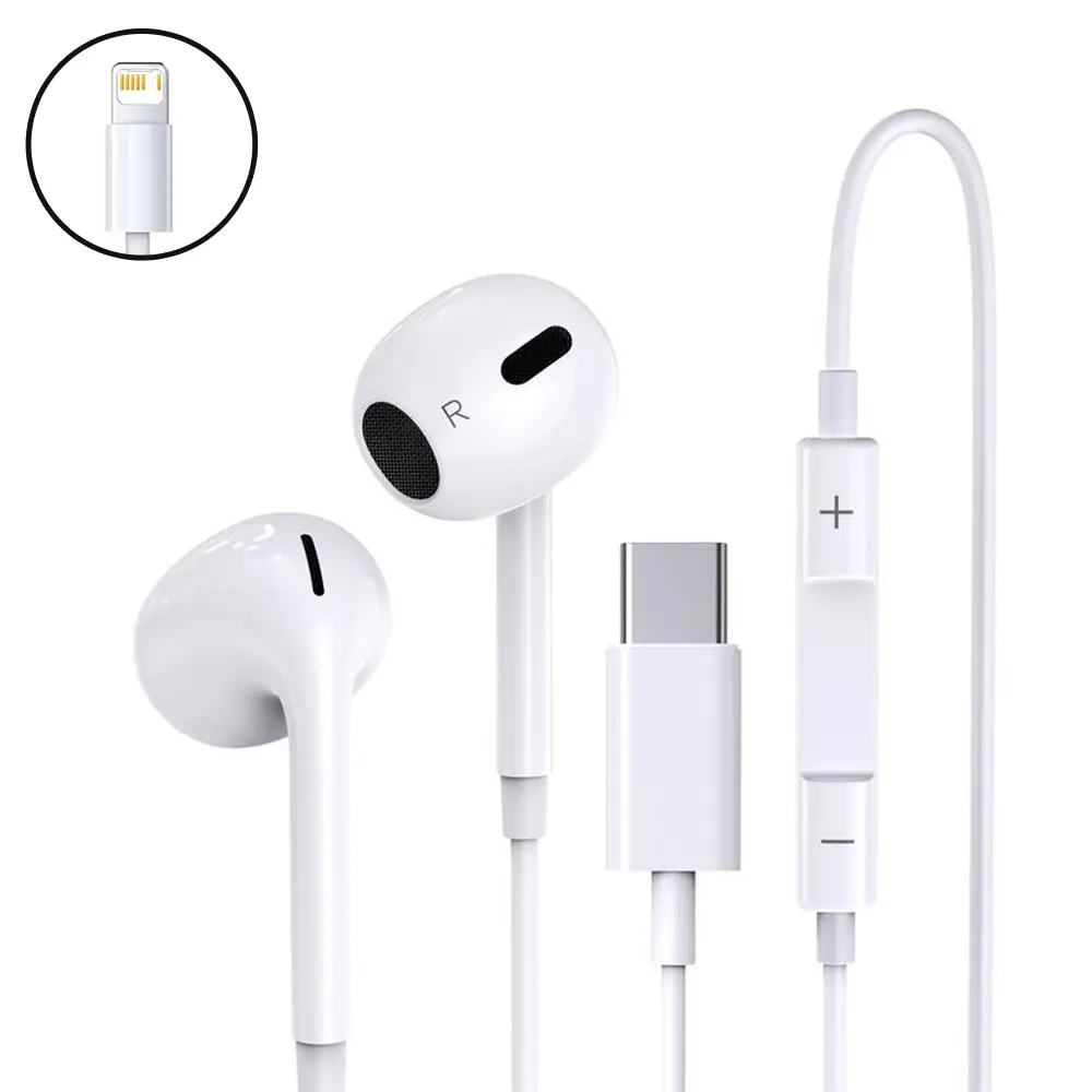 Lightning Wired Headphones for iPhone, Built-in Mic & Volume Control Lightning Port Earbuds, White Lightweight In-Ear Earphones Daily Universal Audio Headset