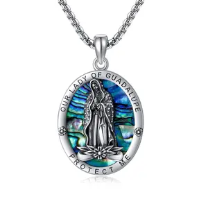 Virgin Mary Necklace 925 Sterling Silver Virgen De Guadalupe Mother Mary Pendant Necklace Virgencita Religious Jewelry Gifts for Women TikTokShopBlackFriday