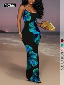 Women's Fashion Elegant Floral Print Halter Dress, Sexy Casual Summer, Perfect for Daily Wear & Special Occasions