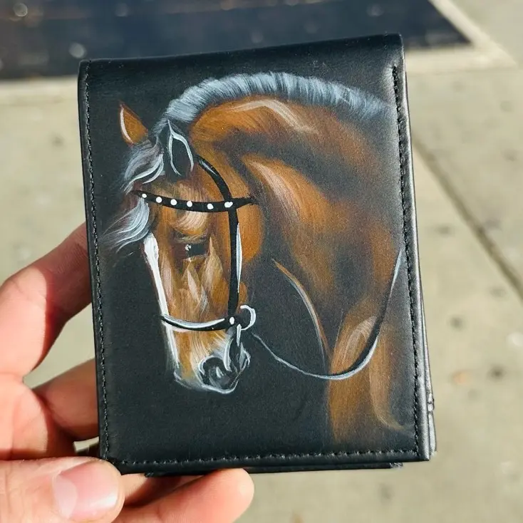 Cartera para caballero pintadas a mano tarjetero inclinado res