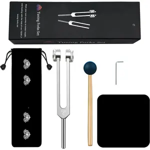 128 Hz Tuning Fork Weights  Clinical Grade /Sensory with Black  Hammer, Cleaning Cloth and Felt Case, Non-  Alloy