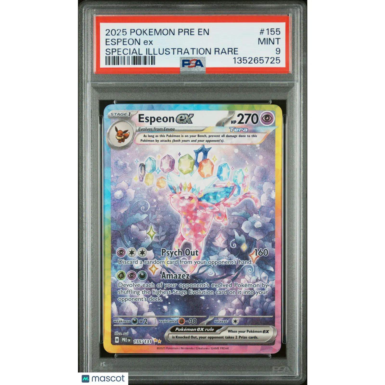 2025 PokemonEspeon EX #155 Prismatic EvolutionsSpecial Illustration Rare  PSA 9 - TikTok Shop