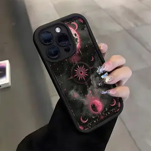 Bamboo Phone Case with Red Moon Pattern for iPhone 17 PRO MAX and iPhone 16 15 14 13 12 11 PRO MAX PLUS and mini 16E 17 AIR Series