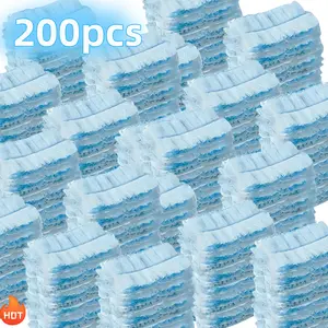 200pcs Disposable Duster Refills Kit with 2 Handles Electrostatic Duster Cloths Replacement for Electronics Furniture Blinds Ceiling Fans Home Cleaning Accessories