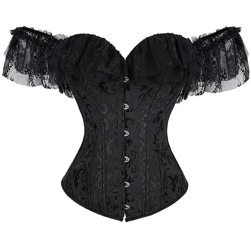 Women's Overbust Sleeved Corset Top - Renaissance Gothic Lady Clothes, Minimalist Basic Halloween Party Costume Ideas, Style 6731C-D1