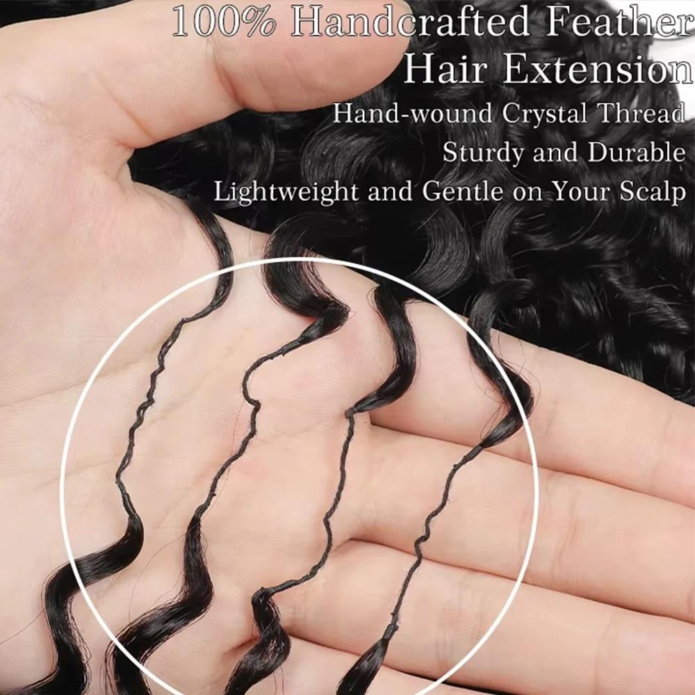 [Bling Hair]  Burmese Curly Feather Crochet For Braiding Pre-Separated Invisible Knotless Crochet Hair 100% Human Hair Extensions For Women