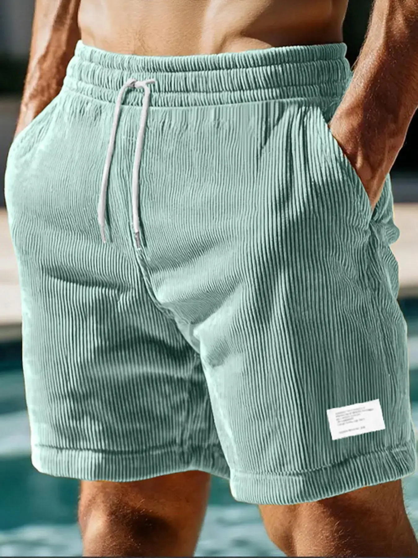 Men's Regular Fit Corduroy Shorts, Casual Comfy Swim Shorts for Summer, Men's Bottoms for Daily Outdoor Wear, Men's Shorts, Beach Outdoor Wear, Swimtr
