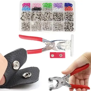 Buttons & Pliers Tool Kit, Including 200pcs Metal Sewing Button & 1count Snap Fastener Pliers Set, Easy DIY Clothes Sewing Accessories