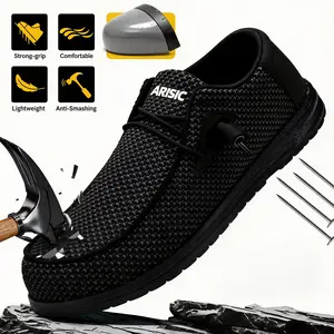 Slip On Steel Toe Shoes Men Lightweight Comfortable Lounging Walking Sneakers Steel Toe Loafers Footwear