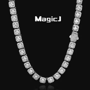 16-24 inch hip-hop trendy jewelry 12mm full diamond rectangular cut tennis chain (men's style) necklace and bracelet versatile