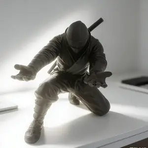 Ninja Pen Holder Desk Decor, Office Stationery, Learning Supplies, Pencil Ink Pen Rollerball Neutral Pens, Desktop Ornament