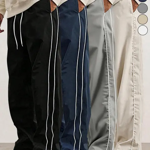 4 pieces Men's autumn and winter straight leg loose leg floor length pants, trendy high street versatile casual loose sports pants, men's style