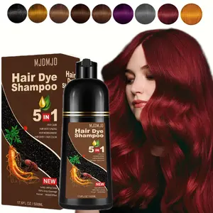 5 in 1 Red Wine Hair Dye Shampoo,Quick Acting Hair Dye,Efficiently Covers White Hair,Containing Ginger And Ginseng Extract,Simple And Easy to Use - Suitable for All Hair Types,Suitable for Both Male And Female Adults