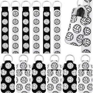 20 Pcs Volleyball Lipstick Holder Volleyball Keychains Bulk Volleyball Gifts for Team Volleyball Portable Wristlet Keychain Lanyard for Lipstick(Volleyball,White, Black)