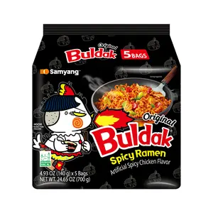 Buldak Korean Spicy Chicken Stir Fried Ramen Original Flavor Spicy Noodles Authentic Korean Ramyun 4.94 oz (Pack of 5)