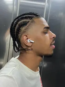 Men's Cornrows Braids Hair System, Biological Scalp Hairpiece 100% Human Hair Breathable PU Base Toupee for Men (5*7/6*8/8*10 inch)