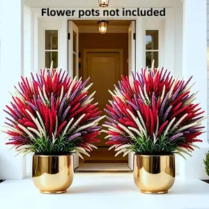 2pcs Artificial Three-Color Wheat Ears Ground Stakes, Outdoor Balcony Garden Decor, Summer Courtyard Garden Decoration, Realistic Fake Flowers
