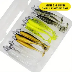 SMALL 2.4in (6.2cm) Finesse Fishing Bait – 16pcs Freshwater Mini T-Tail Jig Head Lures for Trout, Panfish & Small Bass