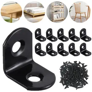 40 Degree Corner Bracket with 80 Screws, Stainless Steel T-Shape 90 Degree Right Angle Support, Furniture Repair Hardware