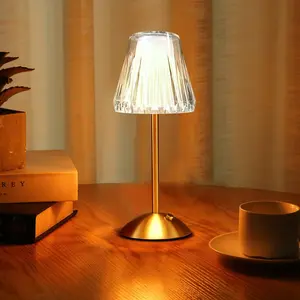Portable Crystal Metal Desk Lamp,3-Color Touch Control, Rechargeable Battery - Ideal Bedside Lamp for Bedroom Nightstand