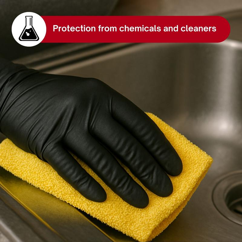 Angelus Black Nitrile Disposable Gloves - 6 Mil - 100 Gloves - Car Detailing & Cleaning Industrial Grade Chemical Resistant Powder-Free Textured Grip