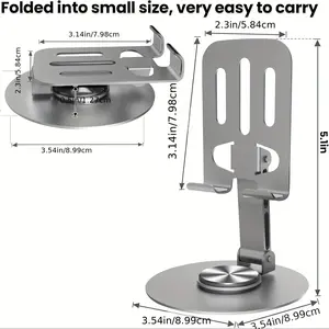 Tablet Phone Stand, Desktop Phone Stand, Adjustable Foldable Phone Stand for Live Streaming, Portable Monitor Stand, Compatible with iPhone 16 15 14 Samsung and Tablet Devices, Compatible Travel Home Office Desk Accessories