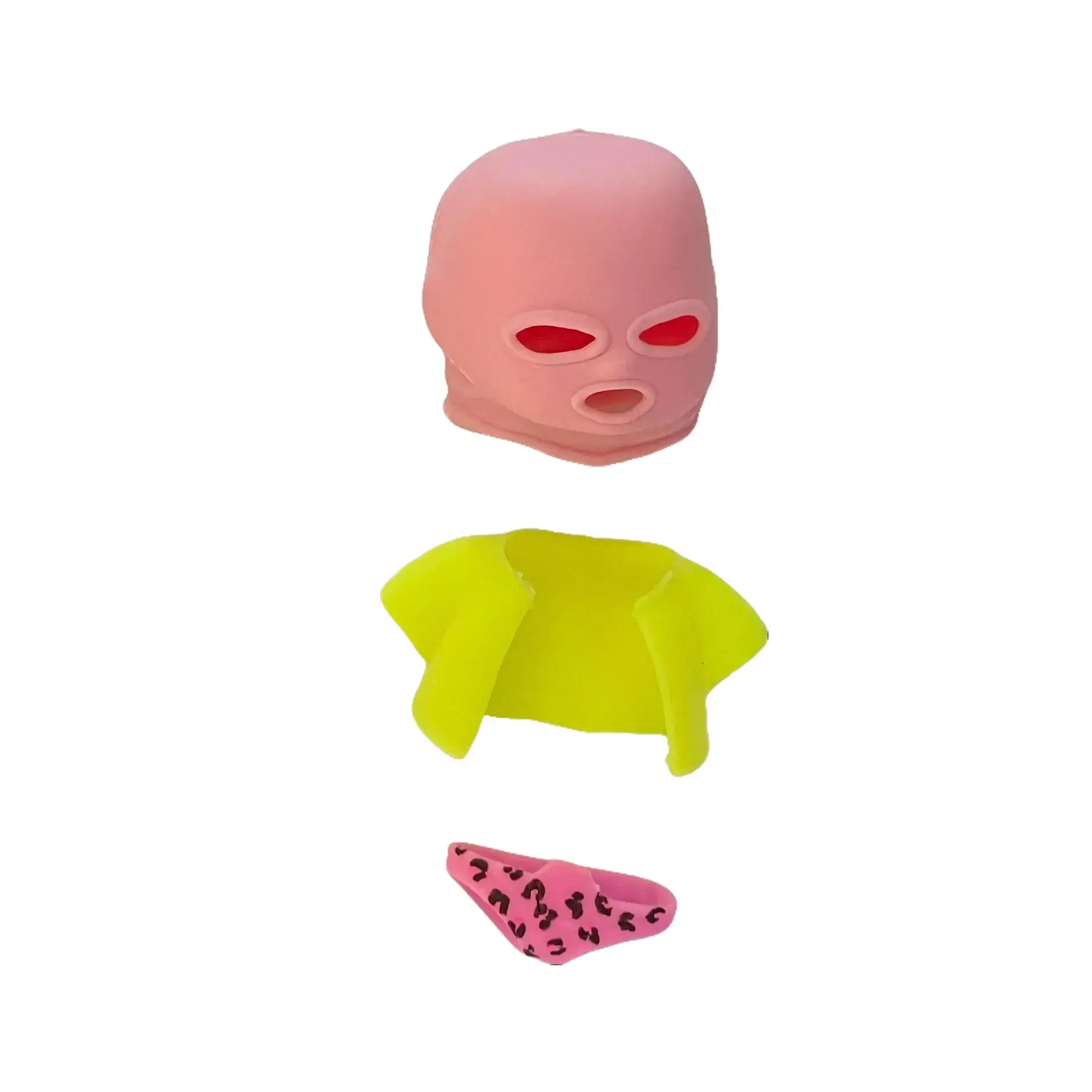 Stretchy Doll Accessory Kit - Soft Flexible Mask, Jacket & Shorts for Customization Perfect for Pretend Play & Collection